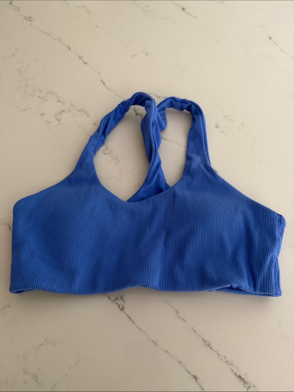Aerie Blue Ribbed Padded Sports Bra Size Large